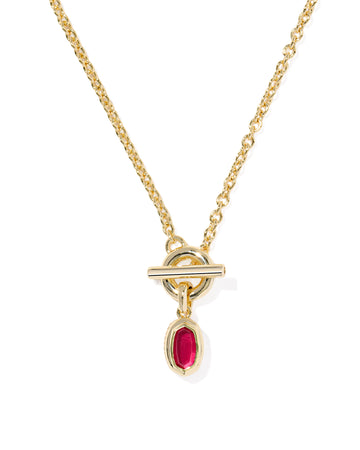 KENDRA SCOTT- Mini Gold Elisa Pendant Necklace in Carmine Red Illusion